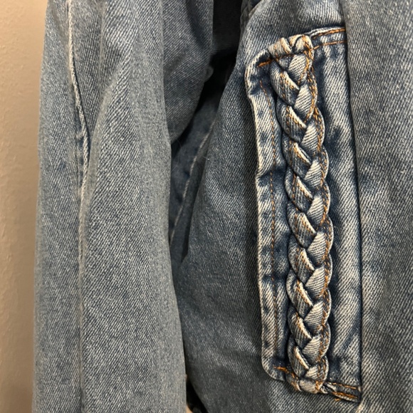 A Loves A Denim Braided Crew Neck Open Front Long Sleeve Jacket Size XL - rare! - Picture 3 of 13